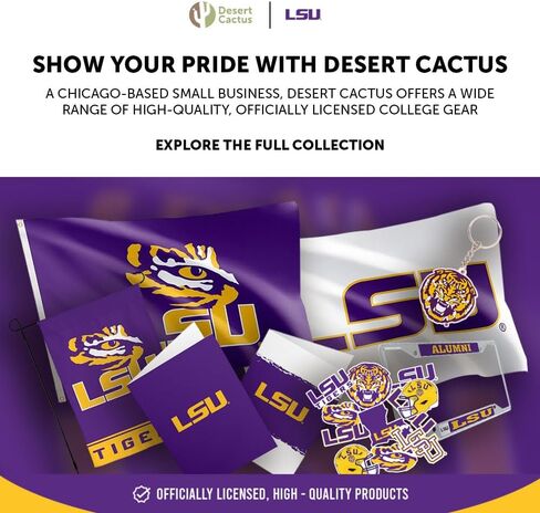 أطباق ورقية لجامعة ولاية لويزيانا من صبار الصحراء LSU Tigers عدد 20 أدوات مائدة مستديرة مقاس 9 بوصة للبوابات الخلفية والتخرج والحفلات ويوم اللعبة (التصميم أ) in Kuwait