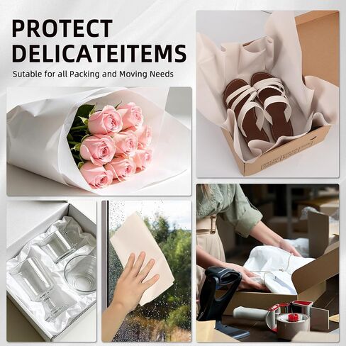 Wrapping Paper for Moving, Two Sizes 15.4" x 21.3" & 12" x 12", 200 Sheets | Bulk Newsprint Unprinted Paper, Heavy Duty Packing Material, For Dishes, Glasses & China, Box Filler & Shipping Supplies in Kuwait