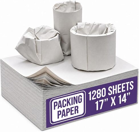 Packing Paper Sheets for Moving, 1280 Sheets, 14 x 17 Inch, 20 lb | Bulk unprinted packing paper for wrapping dishes, mugs, glassware, décor, and fragile items during moving or shipping. in Kuwait
