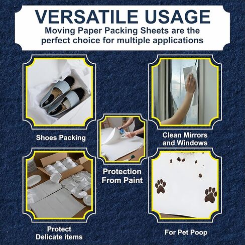Packing Paper Sheets for Moving, 1280 Sheets, 14 x 17 Inch, 20 lb | Bulk unprinted packing paper for wrapping dishes, mugs, glassware, décor, and fragile items during moving or shipping. in Kuwait