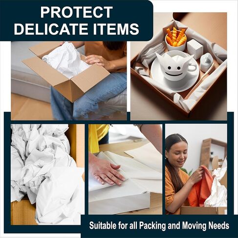 Packing Paper Sheets for Moving, 1280 Sheets, 14 x 17 Inch, 20 lb | Bulk unprinted packing paper for wrapping dishes, mugs, glassware, décor, and fragile items during moving or shipping. in Kuwait