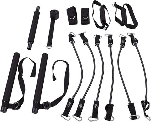 Bewinner Adjustable Pilates Bar Kit with 20-40 Lbs Resistance Bands, Home Fitness Workout Equipment with Storage Bag, 5mm Foam Pad for Comfort, Heavy Duty Metal Adjustment Buckles in Kuwait