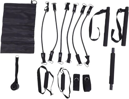 Bewinner Adjustable Pilates Bar Kit with 20-40 Lbs Resistance Bands, Home Fitness Workout Equipment with Storage Bag, 5mm Foam Pad for Comfort, Heavy Duty Metal Adjustment Buckles in Kuwait