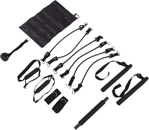 Bewinner Adjustable Pilates Bar Kit with 20-40 Lbs Resistance Bands, Home Fitness Workout Equipment with Storage Bag, 5mm Foam Pad for Comfort, Heavy Duty Metal Adjustment Buckles in Kuwait
