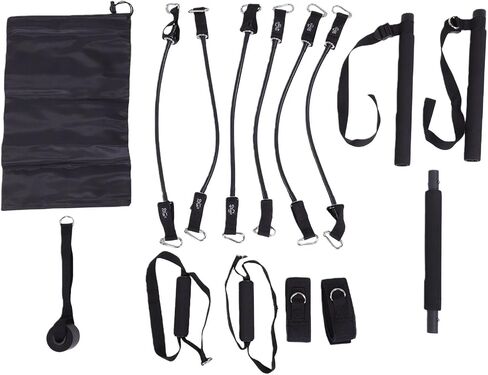 Pilates Bar Kit 20 30 40 Lbs Resistance Bands Adjustable Pilates Workout Equipment with Storage Bag for Home Fitness in Kuwait