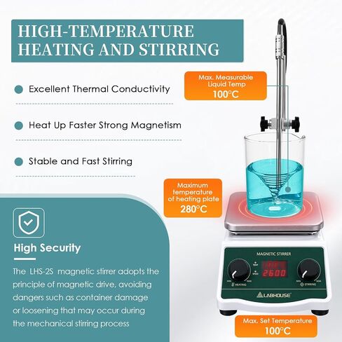 100 درجة مئوية / 212 درجة فهرنهايت، لوح تسخين مغناطيسي رقمي 2 لتر، خلاط ساخن 700-2600 دورة في الدقيقة معمل التحريك مع مسبار درجة الحرارة، حامل داعم، مجموعة إعادة تدوير قضيب التحريك in Kuwait