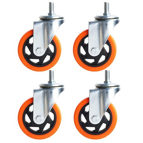 عجلات دوارة شديدة التحمل، عجلات PVC صفراء مقاس 3 بوصة مع جذع متري M12-1.75x25 مم عجلات أمان مزدوجة تصل إلى 1200 رطل/مجموعة للصناعة والأثاث، مجموعة مكونة من 4 قطع in Saudi Arabia