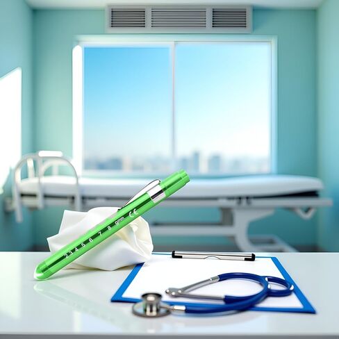 Green Pen Light with Pupil Gauge LED Penlight for Nurses Doctors, Reusable Medical Penlight for Nursing Students Doctors Medical Pen Lights Diagnostics and Screening Professional Medical Supplies in Kuwait