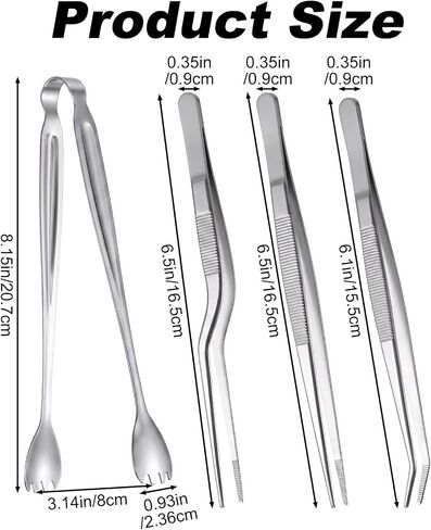 YUXIANLB 4pcs Garden Tweezers Set, 6.3" Stainless Steel Seedling Transplant Tongs Long Thin Seed Starters with Curved Transplanting Bonsai Cactus Gardening Stuffer Planting Plier Multipurpose Tool in Kuwait