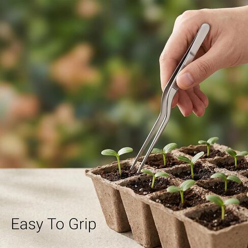 YUXIANLB 4pcs Garden Tweezers Set, 6.3" Stainless Steel Seedling Transplant Tongs Long Thin Seed Starters with Curved Transplanting Bonsai Cactus Gardening Stuffer Planting Plier Multipurpose Tool in Kuwait