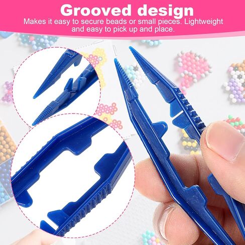 Sorcristy 36pcs Tweezers for Fine Motor, Plastic Fine Point Bead Tweezer Professional Beading Tools, Non-Slip for Motor Skills Development(Green, Bright Red, Blue, White, Yellow, Rose Red) in Kuwait