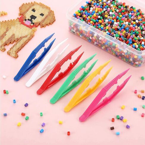 Sorcristy 36pcs Tweezers for Fine Motor, Plastic Fine Point Bead Tweezer Professional Beading Tools, Non-Slip for Motor Skills Development(Green, Bright Red, Blue, White, Yellow, Rose Red) in Kuwait