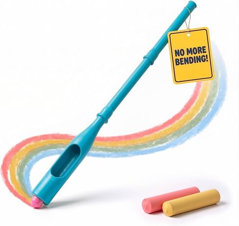 Sidewalk Chalk Holder for Kids and Toddlers – Stand-Up Outdoor Chalk Stick, Adjustable 24-36in Reach, Patented, Includes 2 Chalks | Teal in Saudi Arabia