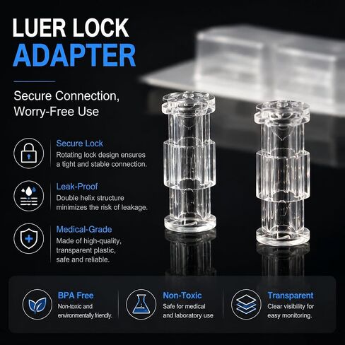 Luer Lock Adapter 100pcs, Female to Female Luer Lock Connector, Sterile Leak-Proof Individual Pack in Kuwait