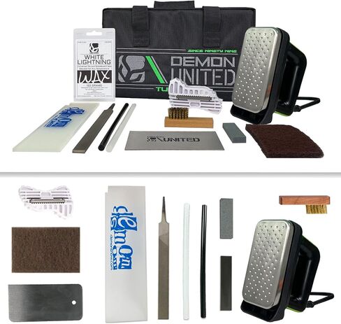 DEMON UNITED USA Bronze Edition Ski & Snowboard Tuning Kit with Ski and Snowboard All Season Wax, Wax Iron, Angled Edge Tuner, Metal Scraper, File and More! in Kuwait