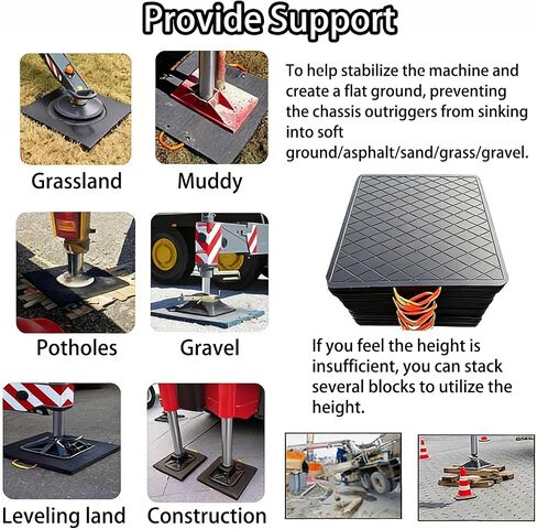 Cranes Outrigger Pads, Non-Slip Square Black Leveling Blocks, Heavy Duty Outrigger Pads, for Utility Truck, Commercial Trailer and Construction Vehicles(Square)(11.8×11.8×2"/30×30×5Cm) in Kuwait