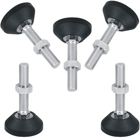 5 Pieces Adjustable Leveling Feet for Furniture Legs with Carbon Steel Material Wide Base Swivel Levelers Suitable for Industrial Equipment Support Ho, M12x50 D60 in Kuwait