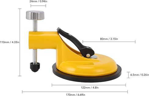 Tile Leveler Adjustable Vacuum Suction Cup, Aluminum Alloy Seam Joining Height Setter 122mm, 6.5mm Rubber Pad, Steel Rod, for Wall Tile Marble Glass Installation Contractors in Kuwait