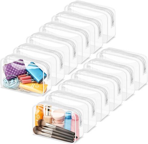 4Pack Clear Makeup Bags Waterproof Organizer Bags with Zipper Transparent Travel Cosmetic Bag TSA Approved Toiletry Bag Pouch Case for Vacation Airport Airline Compliant (Multicolour, Medium) in Kuwait