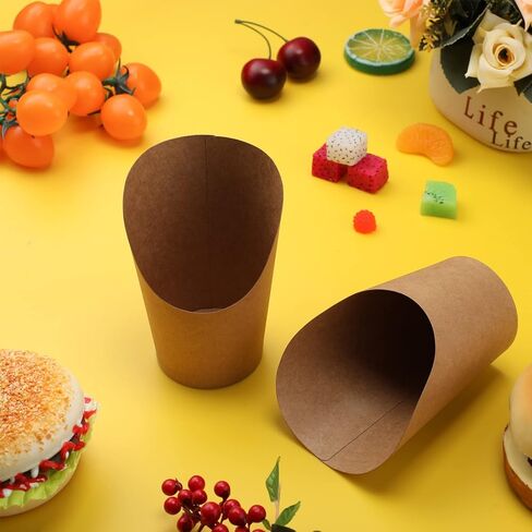 400 Pcs Disposable Charcuterie Cups Bulk 14 oz Kraft Paper French Fries Holder Popcorn Sandwich Waffle Baking Party Snack Boxes Take out Cups for Wedding Birthday Baby Shower Events(Brown) in Kuwait