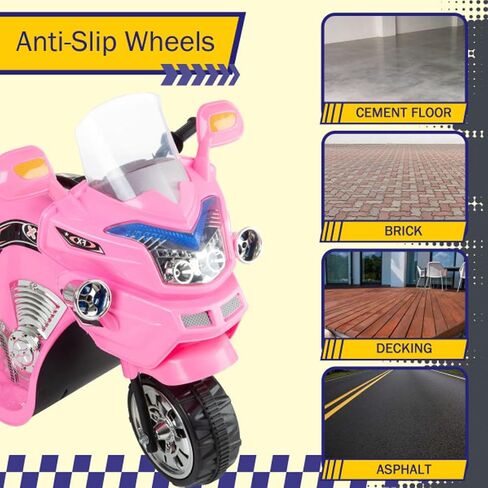 Lil' Rider Ride on Toy, 3 Wheel Motorcycle Trike for Kids by Rockin' Rollers – Battery Powered Ride on Toys for Boys and Girls, 3 - 6 Year Old, Large, Pink in Saudi Arabia