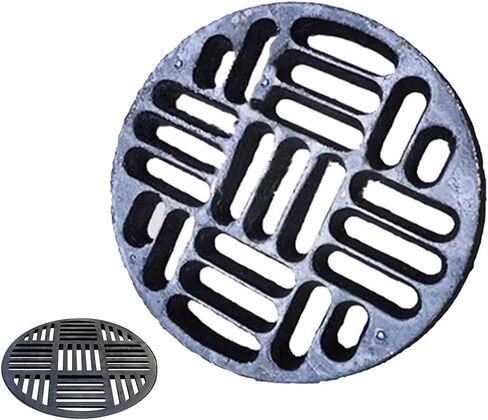 Heavy Duty 16-Inch Round Cast Iron Drain Grate - Durable Trench Cover for Outdoor Catch Basin, Garden, Lawn, Yard, 26x26x1.2in, Heavy-Duty Sewer Grate in Saudi Arabia
