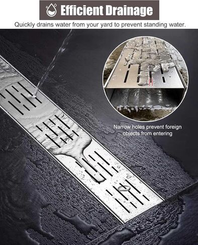 Metal Slim Channel Drain Grate Kit, Narrow Trench Draina System, Floor Trench Drains Cover for Balcony Patio, Bathroom Ga Sink Guttering(5x3cm (2" x 1 1/8")) in Saudi Arabia