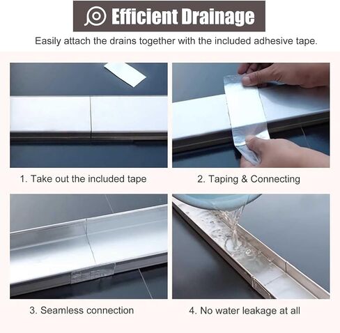 Metal Slim Channel Drain Grate Kit, Narrow Trench Draina System, Floor Trench Drains Cover for Balcony Patio, Bathroom Ga Sink Guttering(5x3cm (2" x 1 1/8")) in Saudi Arabia