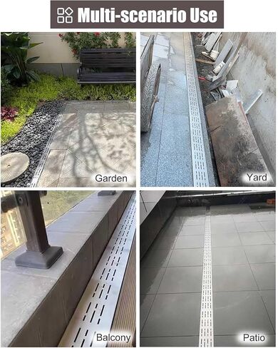 Metal Slim Channel Drain Grate Kit, Narrow Trench Draina System, Floor Trench Drains Cover for Balcony Patio, Bathroom Ga Sink Guttering(5x3cm (2" x 1 1/8")) in Saudi Arabia