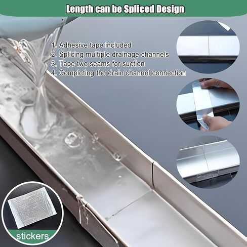 Black Silver Metal Trench Drain System for Driveway & Yard, Slim Channel Grate Drain 100cm/300cm, Customizable Quick Floor Trough Guttering (10ft, WxH 2x2) in Saudi Arabia