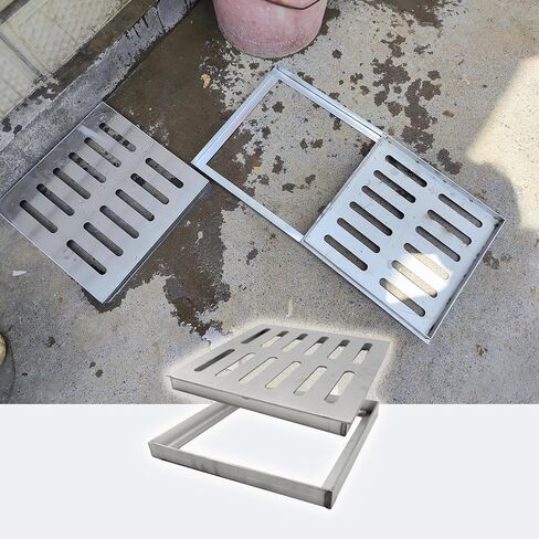 Channel Drain Grate for Concrete Floor, Driveway Drain and Removable Grates, Drain Cover with Metal e, Shower Drain for Patio(10x10x2cm(4"x4"x3/4")) in Saudi Arabia