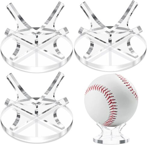 Sumind 3 Pack Acrylic Small Ball Stand Holder, Clear Baseball Holders for Display, Sport Ball Display Stand Baseball for Golf, Softball, Tennis, Collectible Spheres Decor for Desk & Home in Kuwait