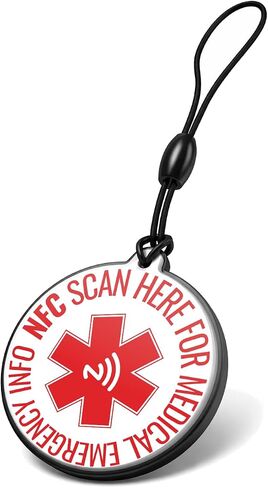 علامة النقر للتنبيه الطبي NFC مع إمكانية الوصول إلى المعلومات الطبية الطارئة | معرف طبي رقمي - بدون بطاريات - بدون اشتراكات in Kuwait