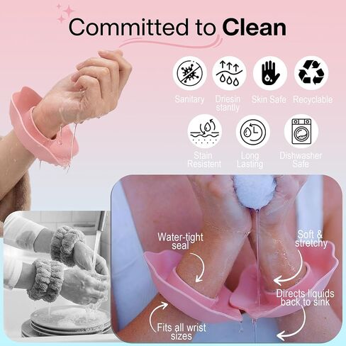 2Pcs Wrist Bands for Washing Face No-Rinse Convenient and Efficient No Odor Silicone Waterproof Bathroom Accessories in Kuwait