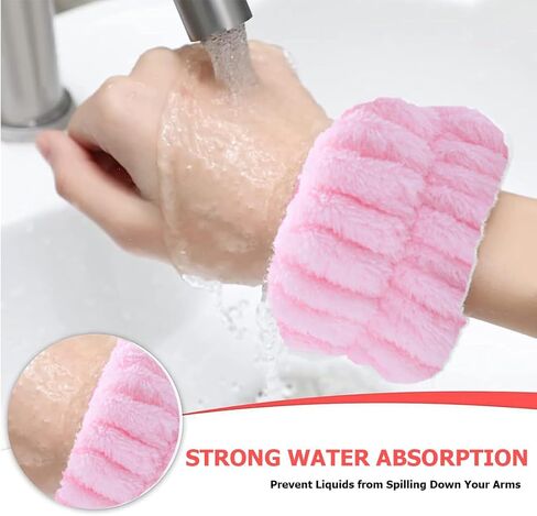4 Pcs Microfiber Wrist Bands for Washing Face, Absorbent Wristbands to Prevent Water Spills in Kuwait