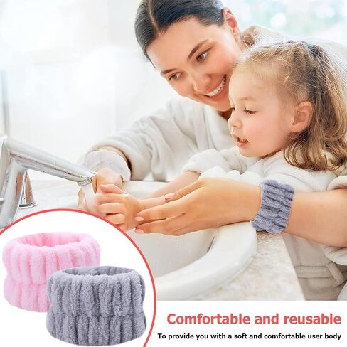 4 Pcs Microfiber Wrist Bands for Washing Face, Absorbent Wristbands to Prevent Water Spills in Kuwait