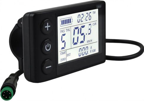 لوحة عرض LCD للدراجات البخارية الكهربائية والدراجات الكهربائية، 24 فولت 36 فولت 48 فولت 60 فولت موصل 5 دبابيس قابل للتعديل، عداد السرعة مع الإضاءة الخلفية (البروتوكول رقم 2) in Kuwait