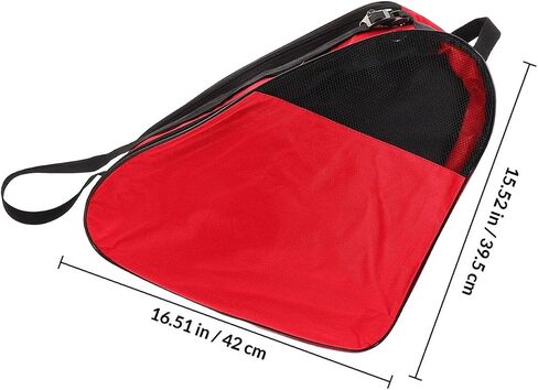 Roller Skate Bag with Breathable Red Mesh Three-layer Storage for Inline and Roller Skates Shoulder and Backpack Carrying for Ice Skating in Saudi Arabia