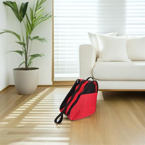 Roller Skate Bag with Breathable Red Mesh Three-layer Storage for Inline and Roller Skates Shoulder and Backpack Carrying for Ice Skating in Saudi Arabia