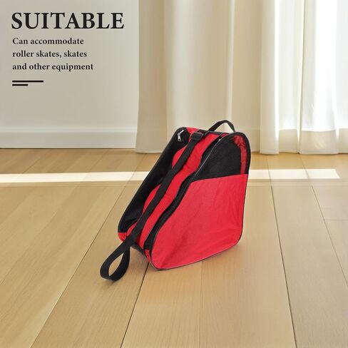Roller Skate Bag with Breathable Red Mesh Three-layer Storage for Inline and Roller Skates Shoulder and Backpack Carrying for Ice Skating in Saudi Arabia