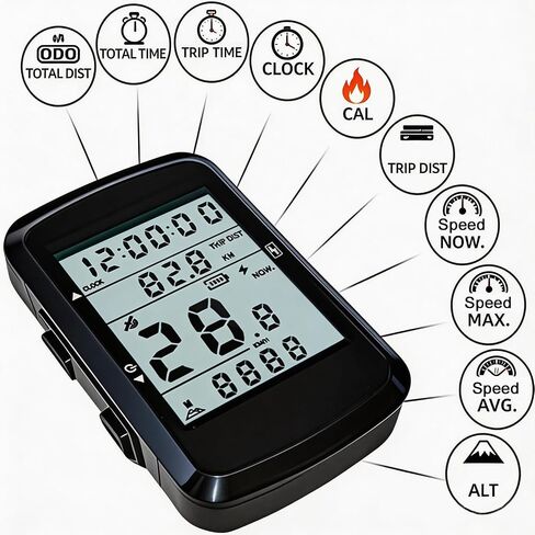 كمبيوتر الدراجة، كمبيوتر GPS لاسلكي لركوب الدراجات، عداد المسافات للدراجة مع IPX7 مقاوم للماء، شاشة LCD 2.4 بوصة، إضاءة خلفية، عمر بطارية طويل لدراجة الطريق MTB in Kuwait