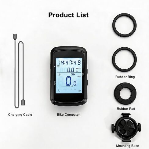 كمبيوتر الدراجة، كمبيوتر GPS لاسلكي لركوب الدراجات، عداد المسافات للدراجة مع IPX7 مقاوم للماء، شاشة LCD 2.4 بوصة، إضاءة خلفية، عمر بطارية طويل لدراجة الطريق MTB in Kuwait