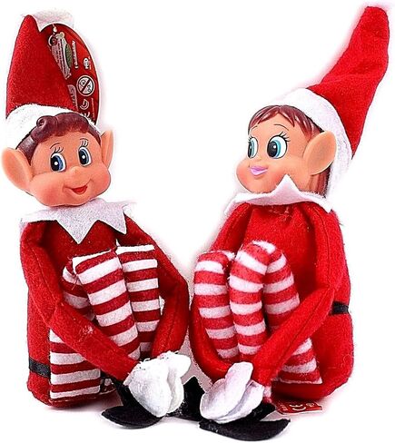 مجموعة GLOW Wholesale Elfie (Boy) وElvie (Girl) من شخصية Elfie المرحة والمرحة التي تتصرف بشكل سيء مع جسم ناعم ووجه من الفينيل، مجموعة مكونة من قطعتين، باللون الأحمر in Kuwait