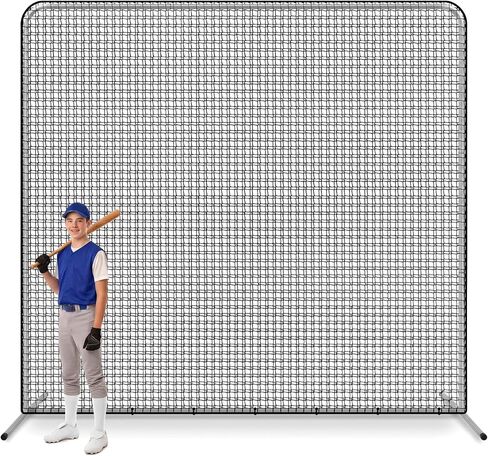 Soulchen I Baseball Screen 10' x 10' Baseball Softball Pitching Screen Net 1.5" Steel Frame Square Batting Net with Portable Bag for Batting Cage Backyard Pitcher Protection Backstop in Kuwait