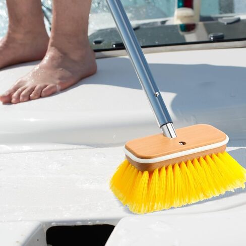 Hushee 2 Pcs Soft Bristle Boat Deck Brushes with Rubber Cushions 6 Inch Boat Deck Cleaning Brush for Shower Wall Rv Truck Auto Hull House Siding Washing, Yellow in Kuwait