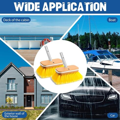 Hushee 2 Pcs Soft Bristle Boat Deck Brushes with Rubber Cushions 6 Inch Boat Deck Cleaning Brush for Shower Wall Rv Truck Auto Hull House Siding Washing, Yellow in Kuwait