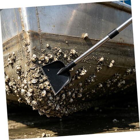 Boat Bottom Scraper for Barnacle and Screw Removal, Large Marine Cleaning Shovel with Long Handle, Heavy-Duty Metal Scraper for Boat Maintenance and Dock Cleaning in Kuwait
