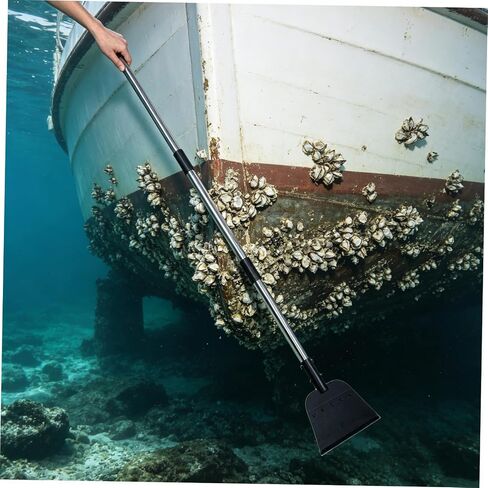 Boat Bottom Scraper for Barnacle and Screw Removal, Large Marine Cleaning Shovel with Long Handle, Heavy-Duty Metal Scraper for Boat Maintenance and Dock Cleaning in Kuwait