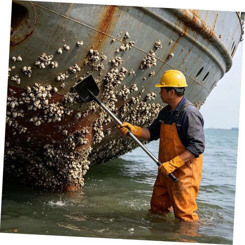 Boat Bottom Scraper for Barnacle and Screw Removal, Large Marine Cleaning Shovel with Long Handle, Heavy-Duty Metal Scraper for Boat Maintenance and Dock Cleaning in Kuwait