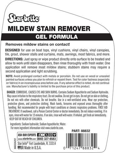 STAR BRITE Mildew Stain Remover Gel Formula for Boats, Vinyl, Tile, Grout, Fabrics & Outdoor Surfaces – Fast-Acting Mold & Mildew Cleaner that Clings to Vertical Areas in Kuwait